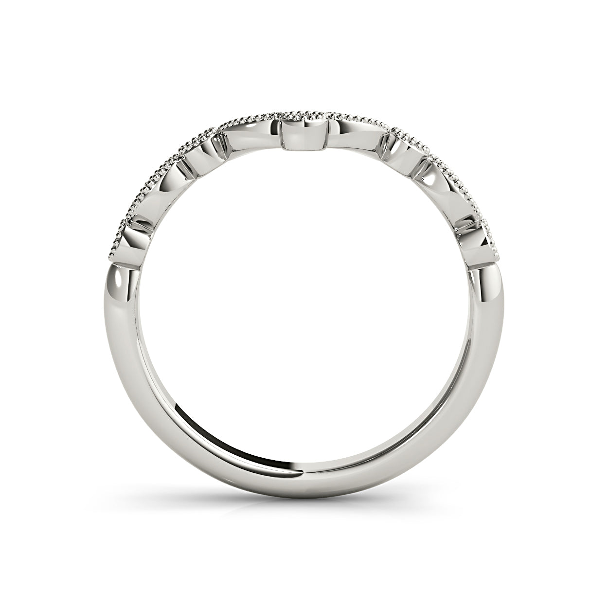 Round Diamond Vintage Inspired Curved Band-VIRABYANI